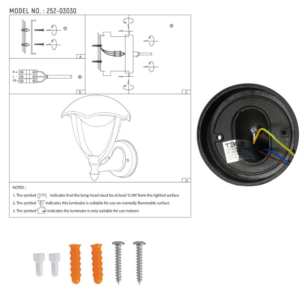 Megan LED Outdoor Lantern Wall Light 6W 3000K Black