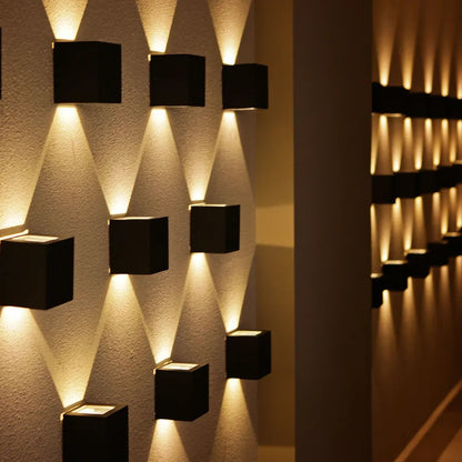 Modern Cube LED Wall Light, Dual Beam IP54, 2x3W 3000K Warm White Outdoor & Indoor Lighting