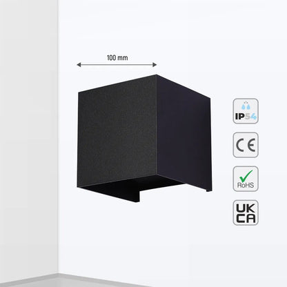 Modern Cube LED Wall Light, Dual Beam IP54, 2x3W 3000K Warm White Outdoor & Indoor Lighting