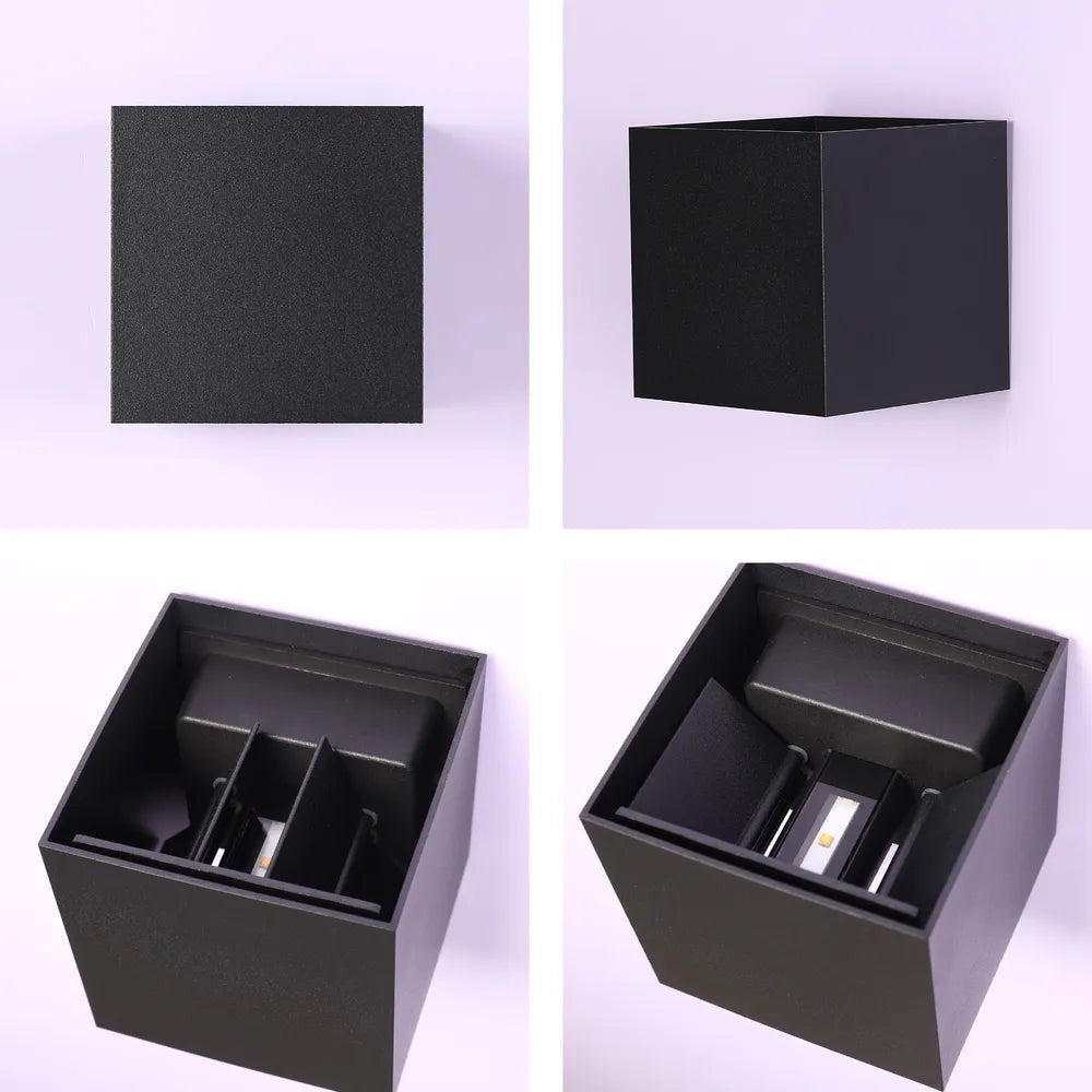 Modern Cube LED Wall Light, Dual Beam IP54, 2x3W 3000K Warm White Outdoor & Indoor Lighting