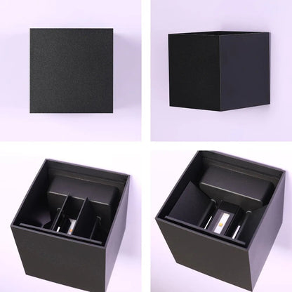Modern Cube LED Wall Light, Dual Beam IP54, 2x3W 3000K Warm White Outdoor & Indoor Lighting
