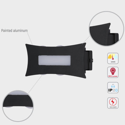 Modern Decorative Up Down LED Wall Light Black 4000K 12W