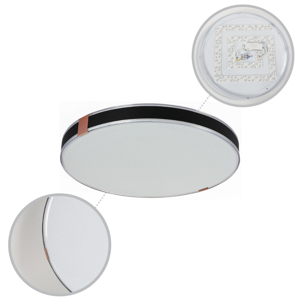 Modern Flush Ceiling Lights with Black Frame and Bronze/Copper Accents