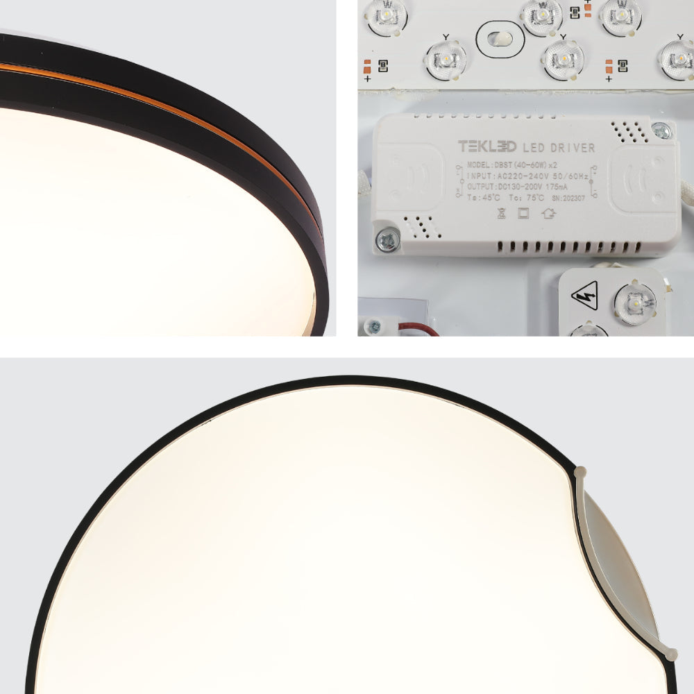 Modern Flush Ceiling Lights with Black Frame and Bronze/Copper Accents