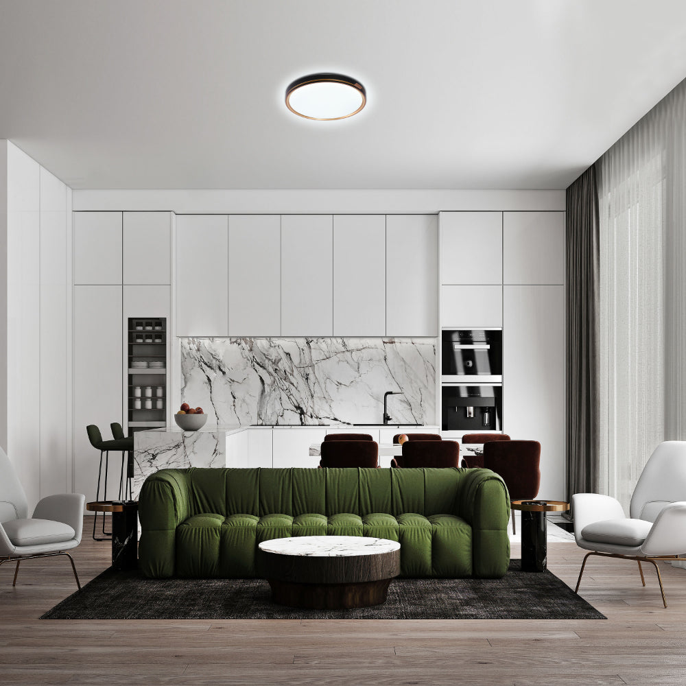 Modern Flush Ceiling Lights with Black Frame and Bronze/Copper Accents