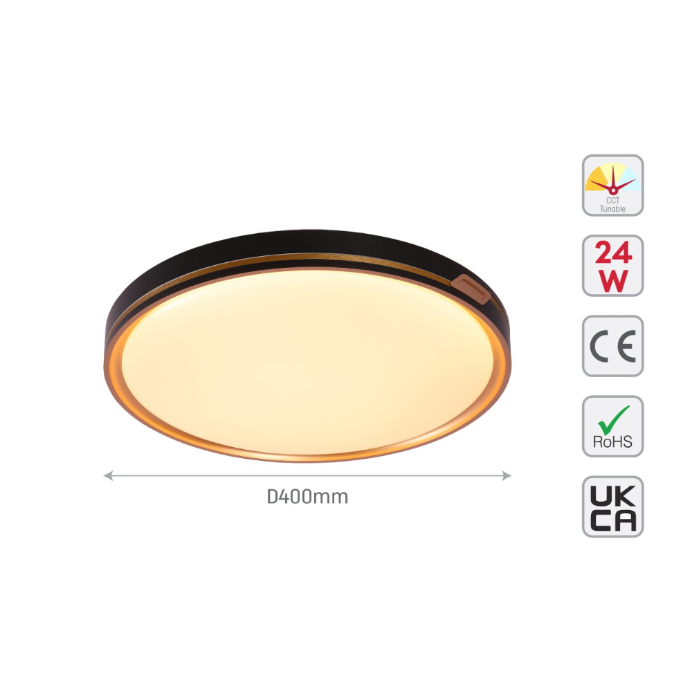 Modern Flush Ceiling Lights with Black Frame and Bronze/Copper Accents