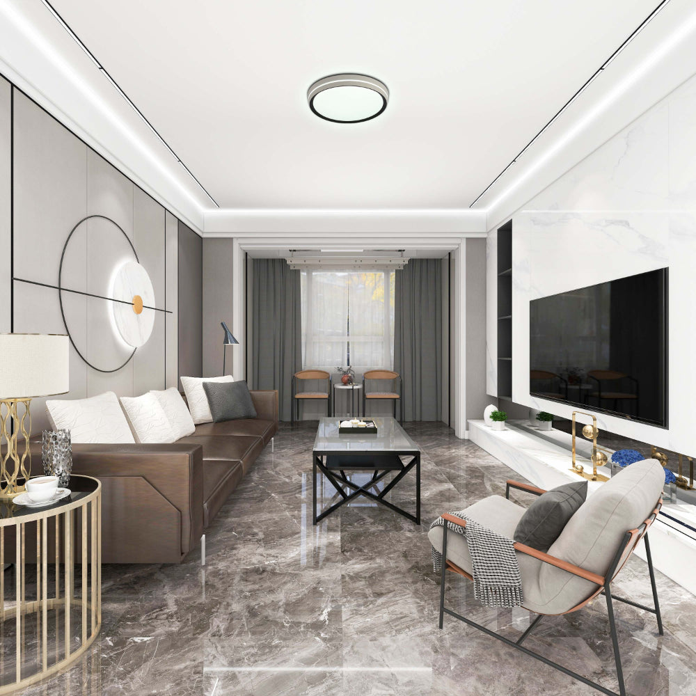 Modern Flush Mount Ceiling Light with Decorative Ring Accent