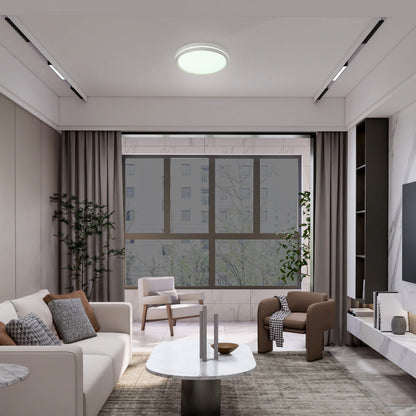 Modern Flush Mount Ceiling Light with Decorative Ring Accent