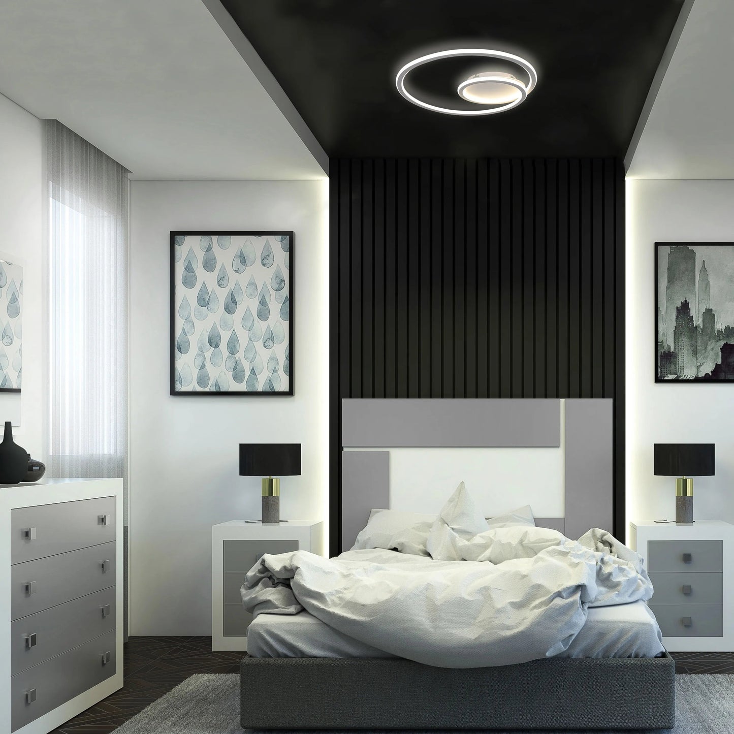 Modern Spiral LED Ceiling Light CCT Tunable and Dimmable with Remote 72W