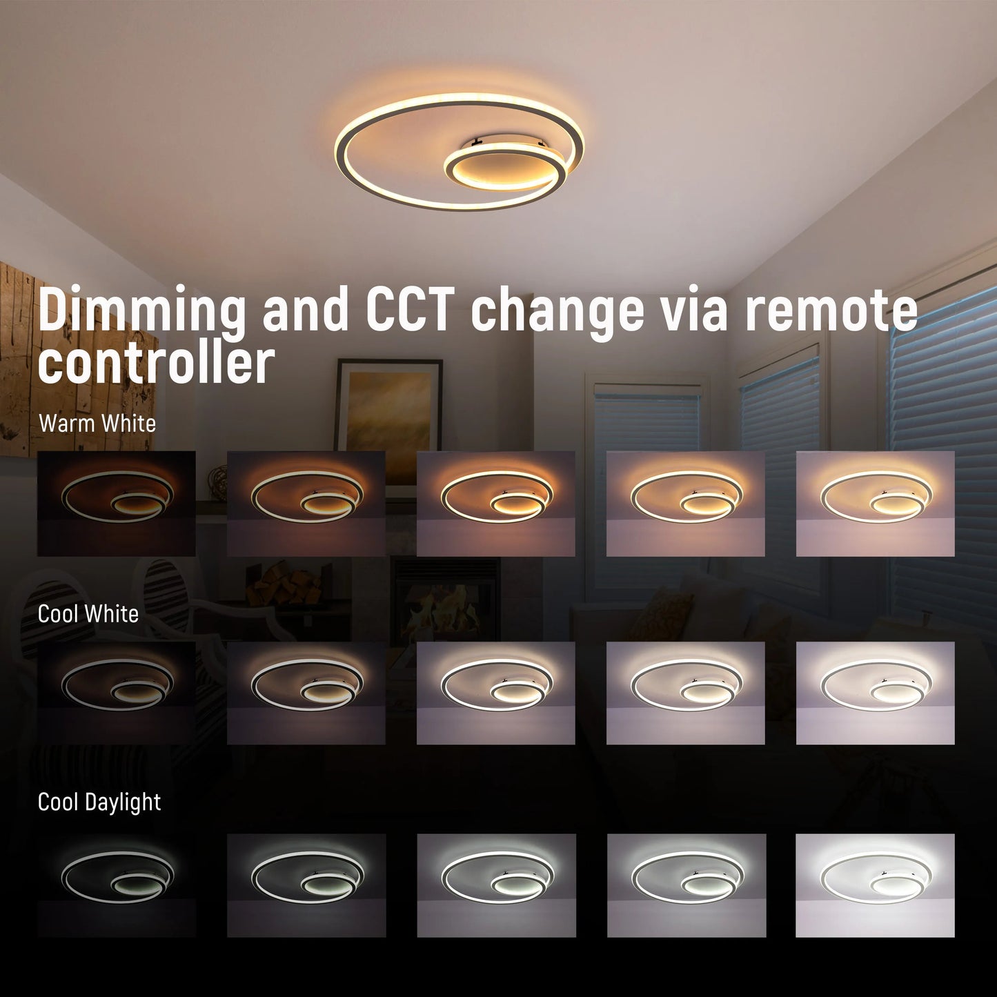Modern Spiral LED Ceiling Light CCT Tunable and Dimmable with Remote 72W
