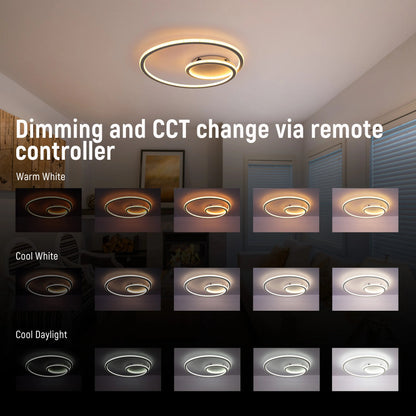 Modern Spiral LED Ceiling Light CCT Tunable and Dimmable with Remote 72W