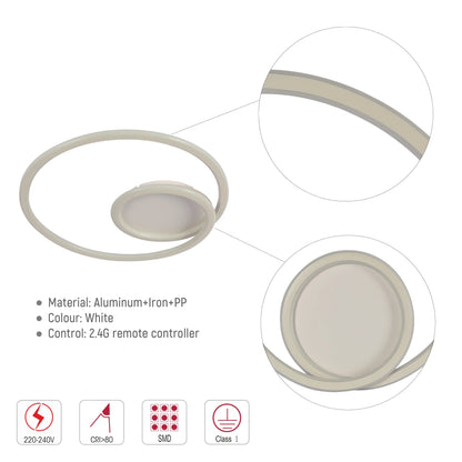Modern Spiral LED Ceiling Light CCT Tunable and Dimmable with Remote 72W
