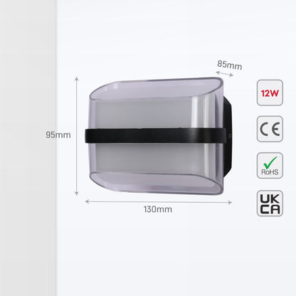 Modern Triple-source Up Down Decorative Band LED Wall Light Black 4000K 12W