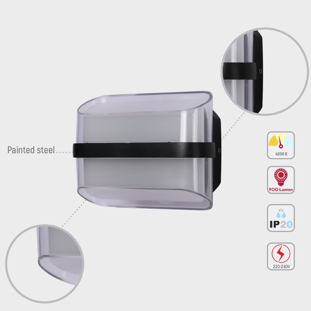 Modern Triple-source Up Down Decorative Band LED Wall Light Black 4000K 12W