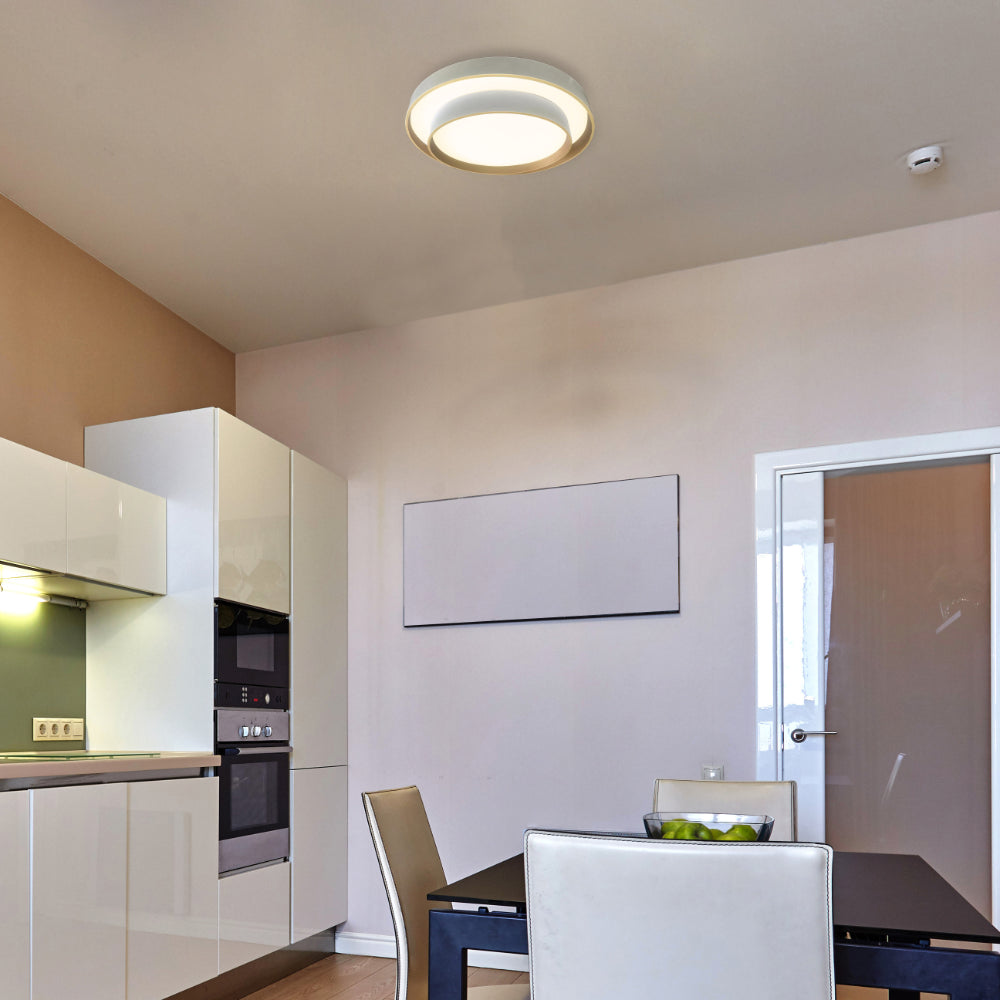 Modern Two-Layer LED Flush Mount Ceiling Light with Remote Control