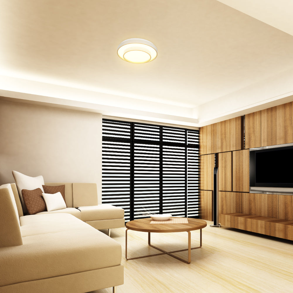 Modern Two-Layer LED Flush Mount Ceiling Light with Remote Control