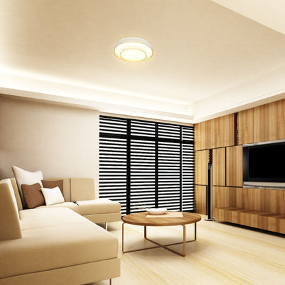 Modern Two-Layer LED Flush Mount Ceiling Light with Remote Control