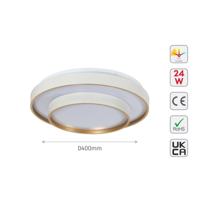 Modern Two-Layer LED Flush Mount Ceiling Light with Remote Control