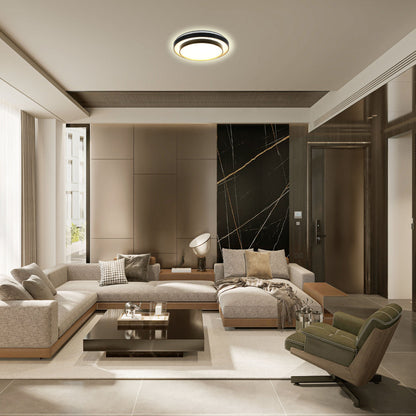 Modern Two-Layer LED Flush Mount Ceiling Light with Remote Control