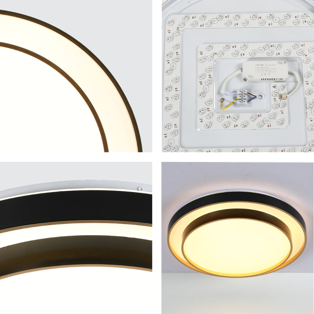 Modern Two-Layer LED Flush Mount Ceiling Light with Remote Control