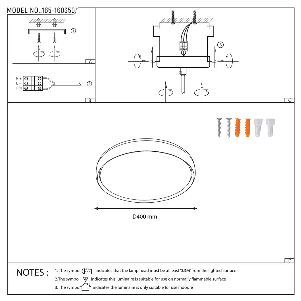 Mountain Glow Artistic Flush Ceiling Light with Gold Rim, 24W LED
