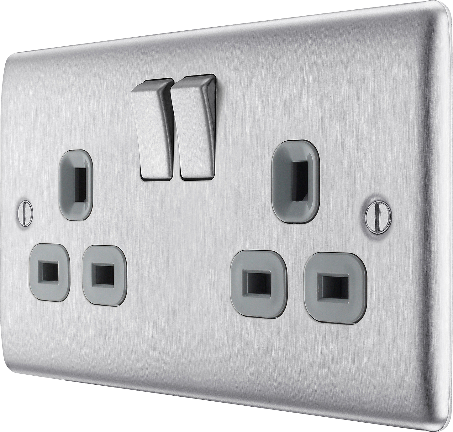 BG Nexus Metal Brushed Steel 13A Switched Socket