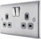BG Nexus Metal Brushed Steel 13A Switched Socket