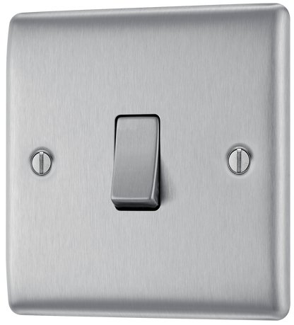 BG Nexus Metal Brushed Steel 16AX Light Switch