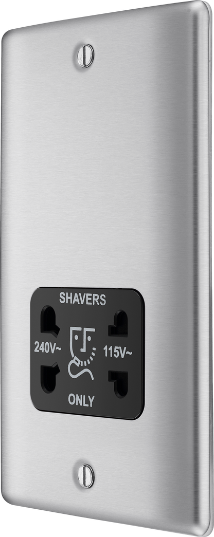 BG Nexus Metal Brushed Steel Shaver Socket