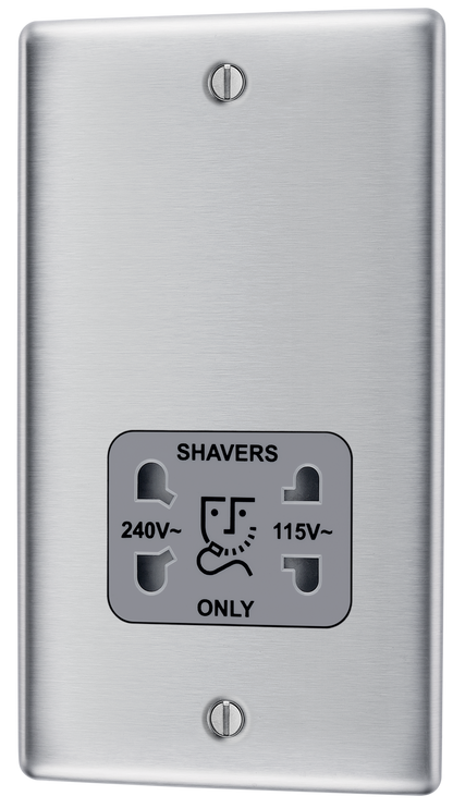 BG Nexus Metal Brushed Steel Shaver Socket