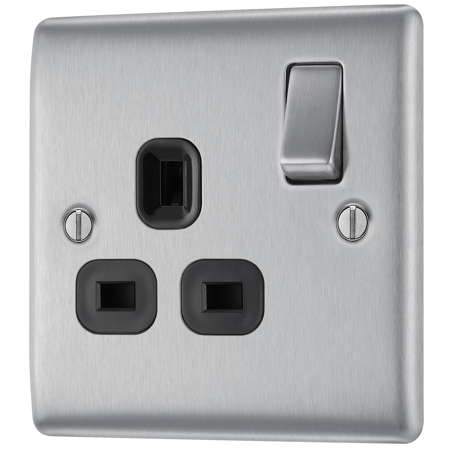 BG Nexus Metal Brushed Steel 13A Switched Socket