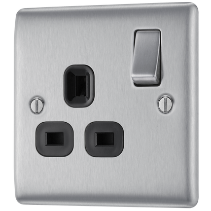 BG Nexus Metal Brushed Steel 13A Switched Socket