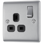 BG Nexus Metal Brushed Steel 13A Switched Socket