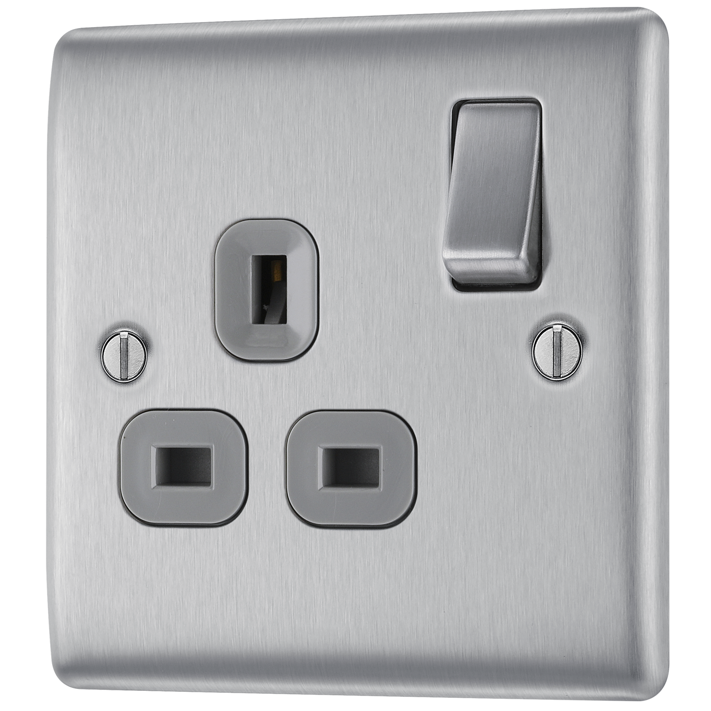 BG Nexus Metal Brushed Steel 13A Switched Socket