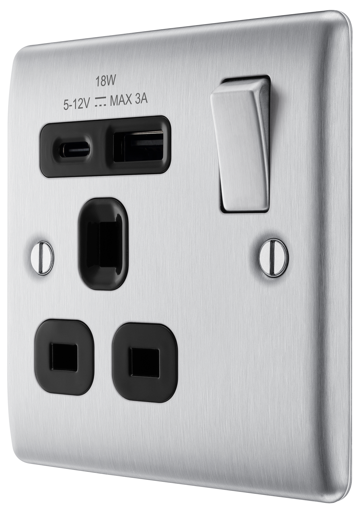 BG Nexus Metal Brushed Steel USB Charging Socket