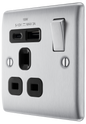 BG Nexus Metal Brushed Steel USB Charging Socket