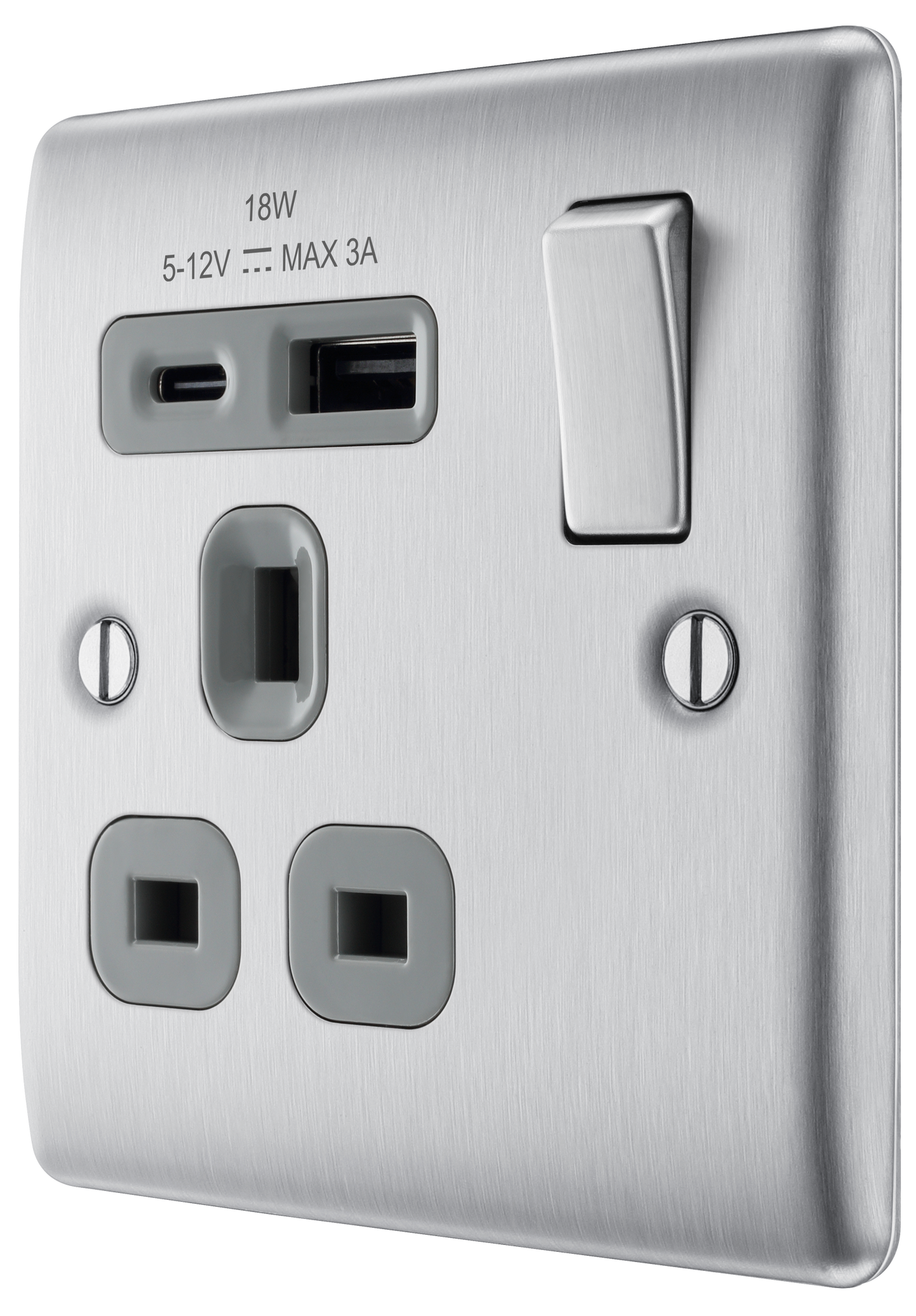 BG Nexus Metal Brushed Steel USB Charging Socket