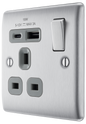 BG Nexus Metal Brushed Steel USB Charging Socket