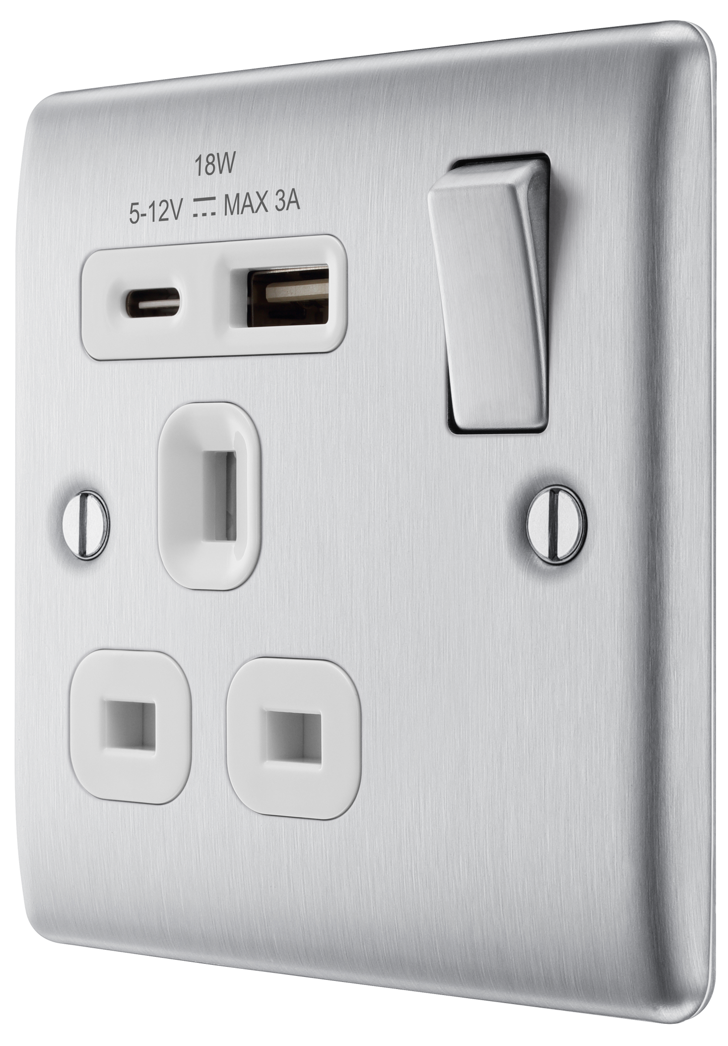 BG Nexus Metal Brushed Steel USB Charging Socket