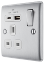 BG Nexus Metal Brushed Steel USB Charging Socket