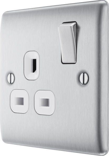 BG Nexus Metal Brushed Steel 13A Switched Socket