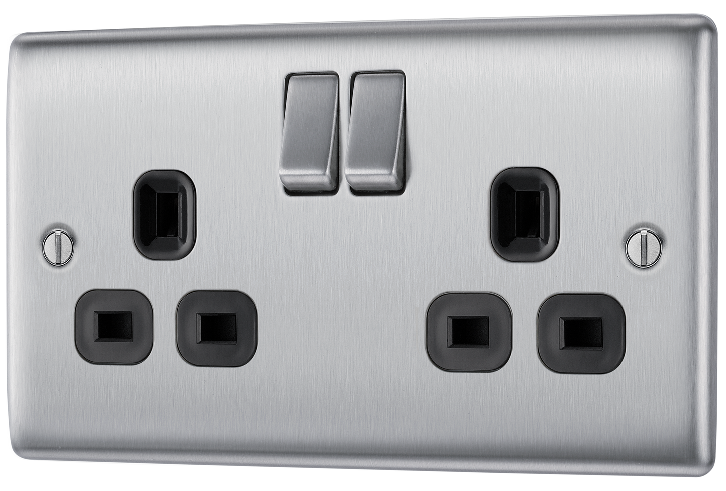 BG Nexus Metal Brushed Steel 13A Switched Socket
