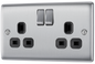 BG Nexus Metal Brushed Steel 13A Switched Socket