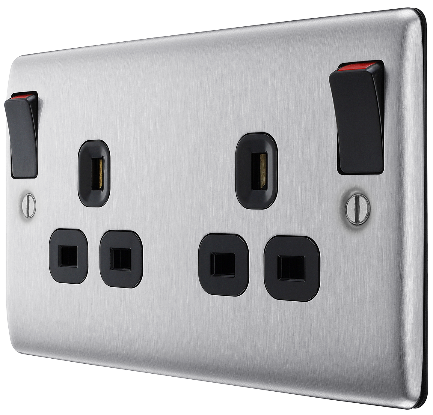 BG Nexus Metal Brushed Steel 13A Switched Socket