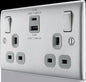 BG Nexus Metal Brushed Steel USB Charging Socket