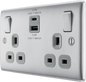 BG Nexus Metal Brushed Steel USB Charging Socket