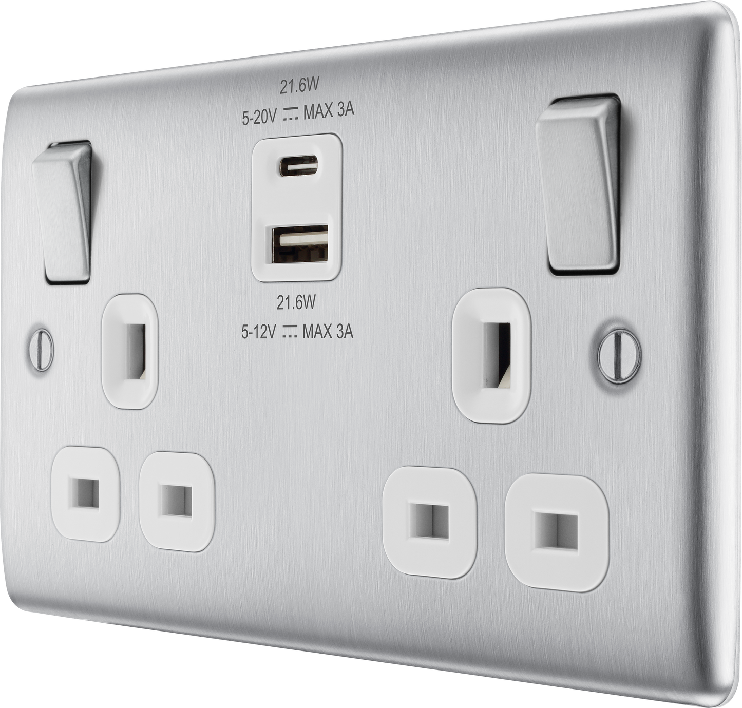 BG Nexus Metal Brushed Steel USB Charging Socket