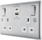 BG Nexus Metal Brushed Steel USB Charging Socket