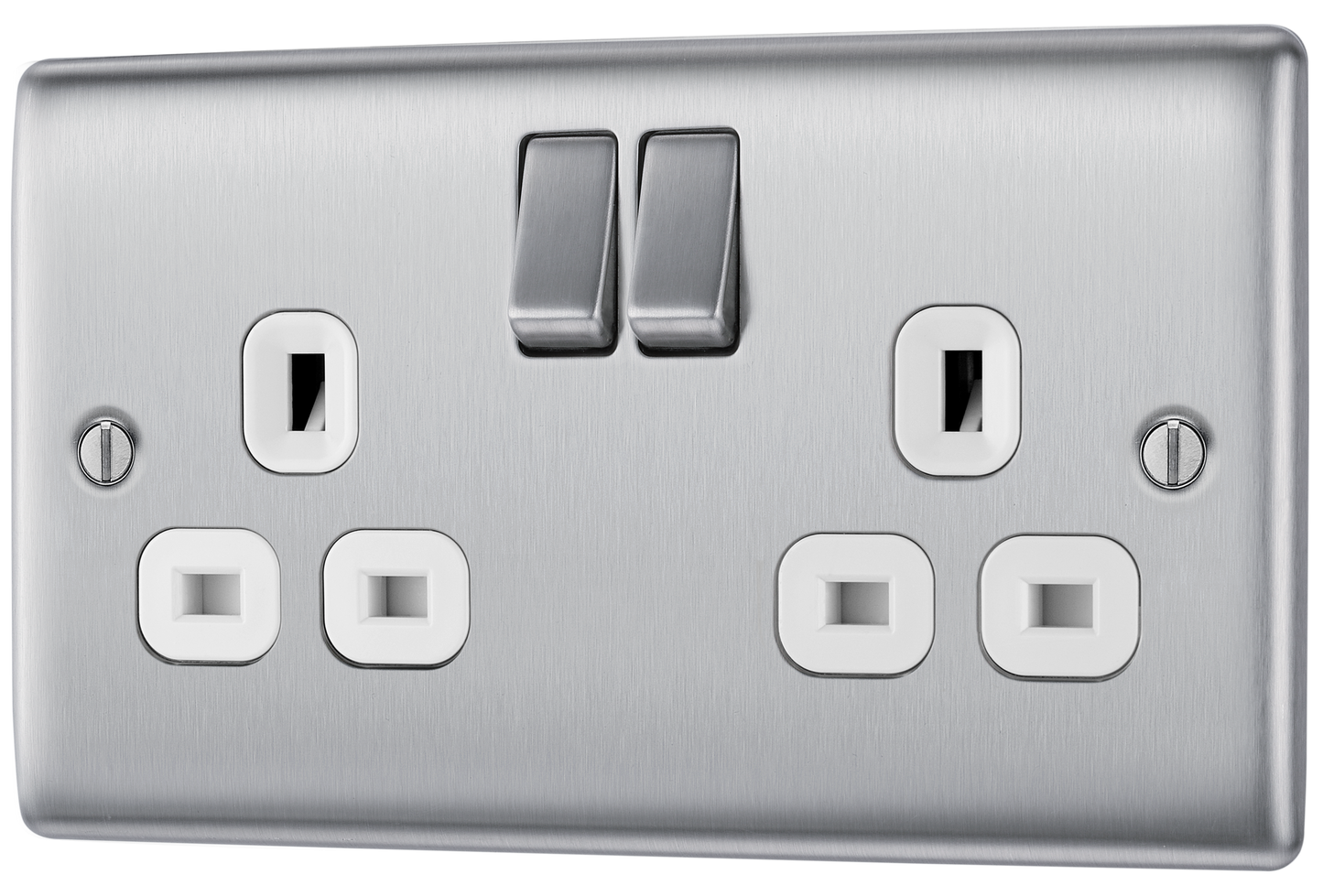 BG Nexus Metal Brushed Steel 13A Switched Socket