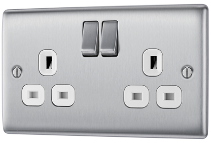 BG Nexus Metal Brushed Steel 13A Switched Socket